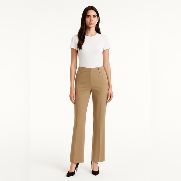 Ann Taylor Pants - Ann Taylor Pants Trousers Flare Flat Front Midrise Beige Tan Size 10